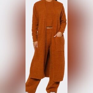 Three-Piece Brown Orange Cardigan Set - various sizes